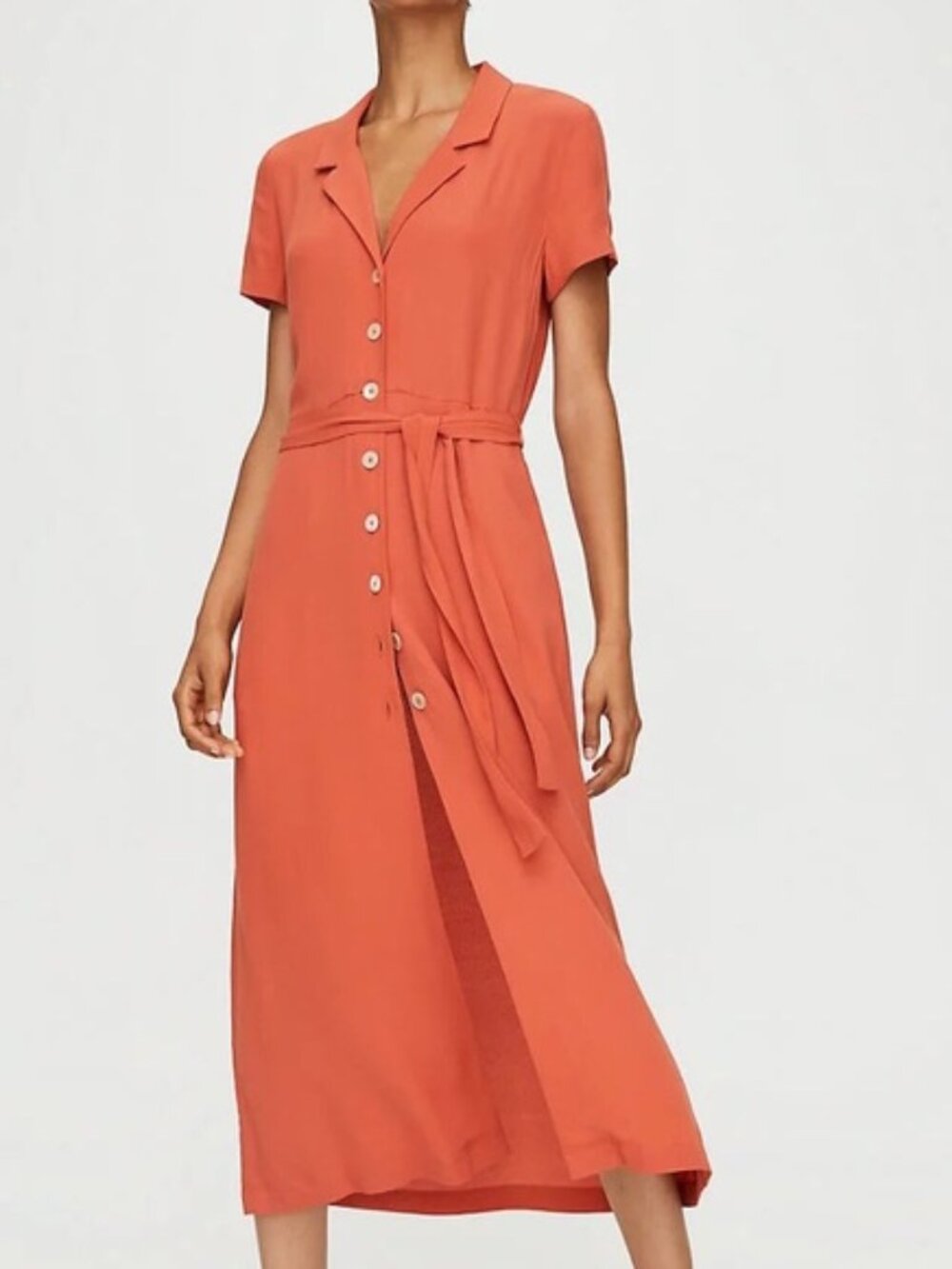 Aritzia Wilfred Shirt Dress Medium Orange